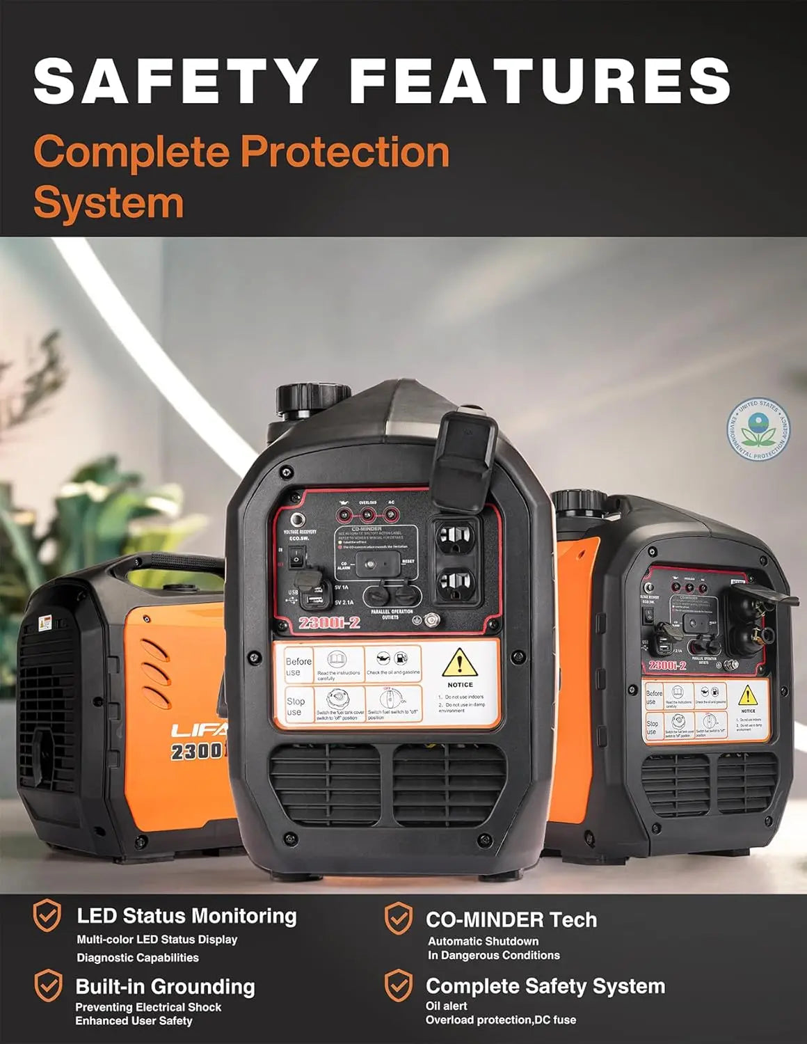 XMSJ 2300W Inverter Generator Portable Quiet Fuel Efficient Power