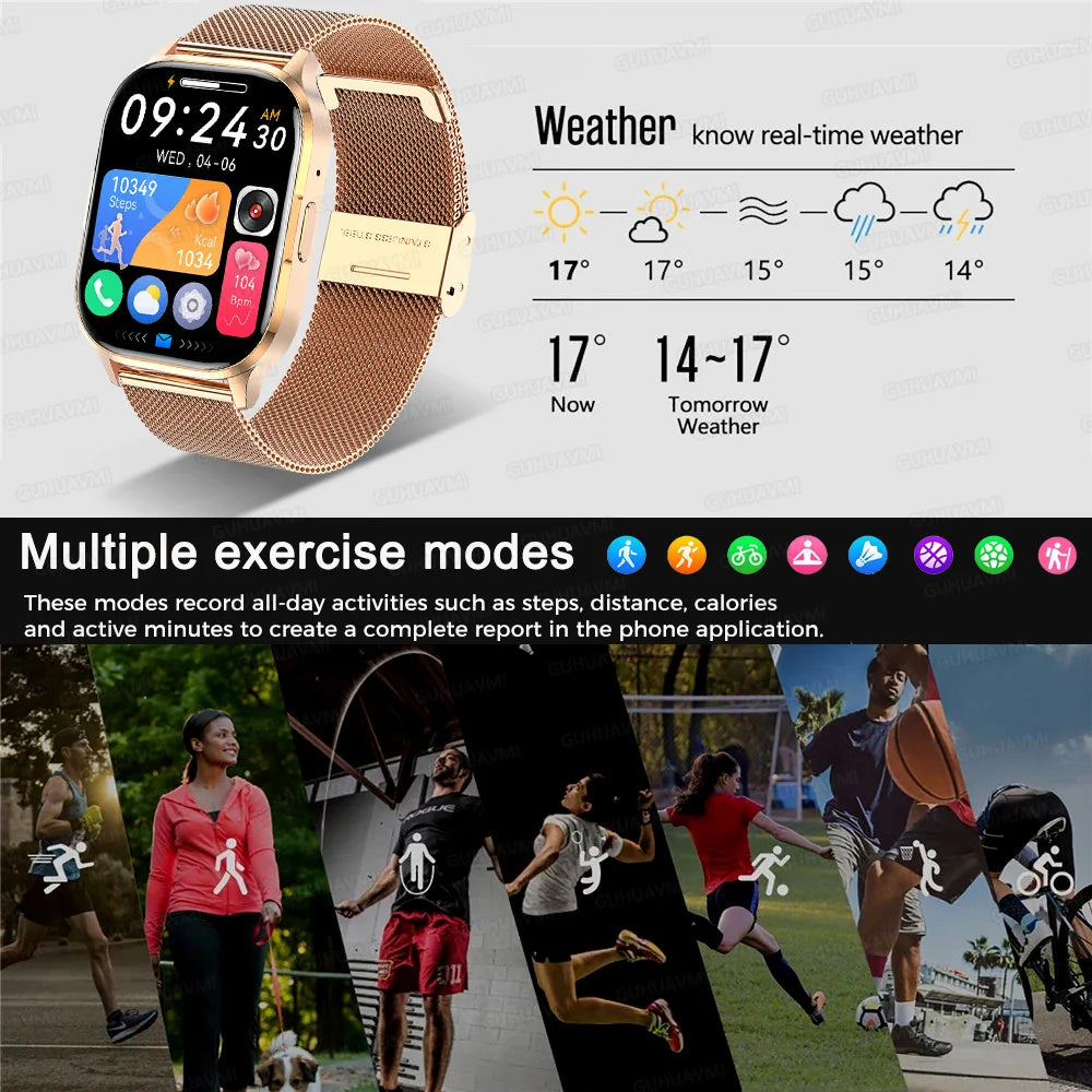 Smart watches Women AMOLED Screen Voice assistant Call Sport Watch Blood Oxygen Heart Rate Music IP68 Smart Watch for Women IOS