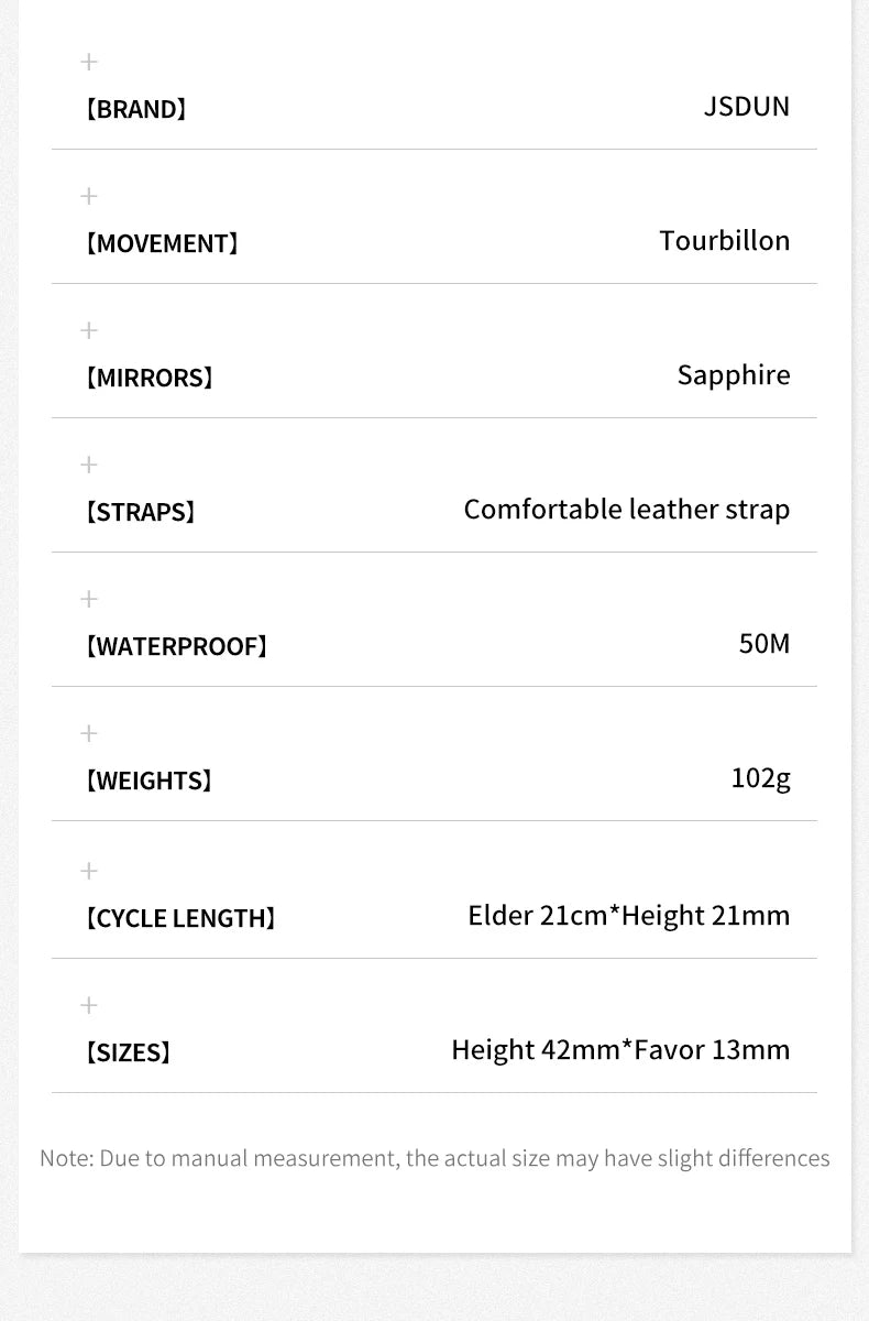 JSDUN High Quality Men Watch Tourbillon Movement Automatic Mechanical Watch Waterproof Luminous Original Luxury Male Wristwatch