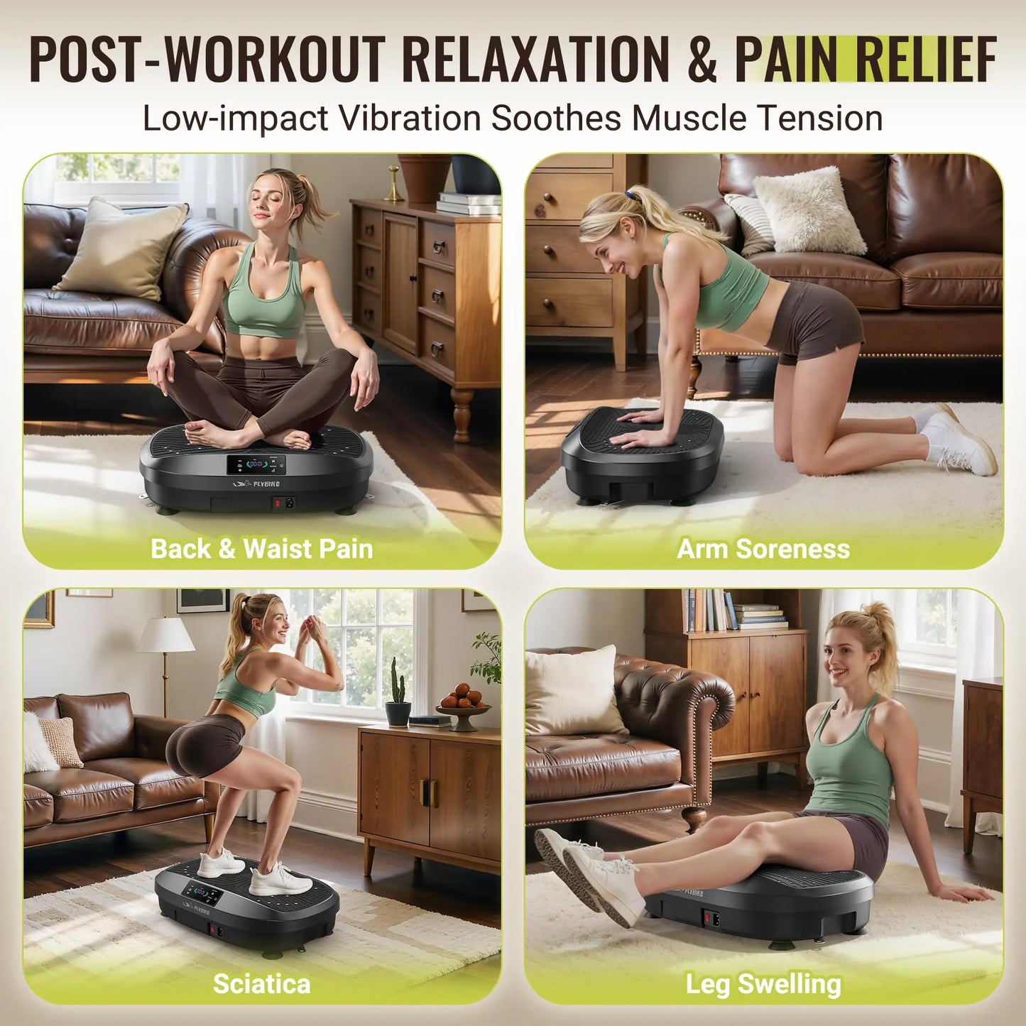 FLYBIRD Vibration Plate Exercise Machine,Adjustable Speed High Intensity Vibration for Muscle Toning Weight