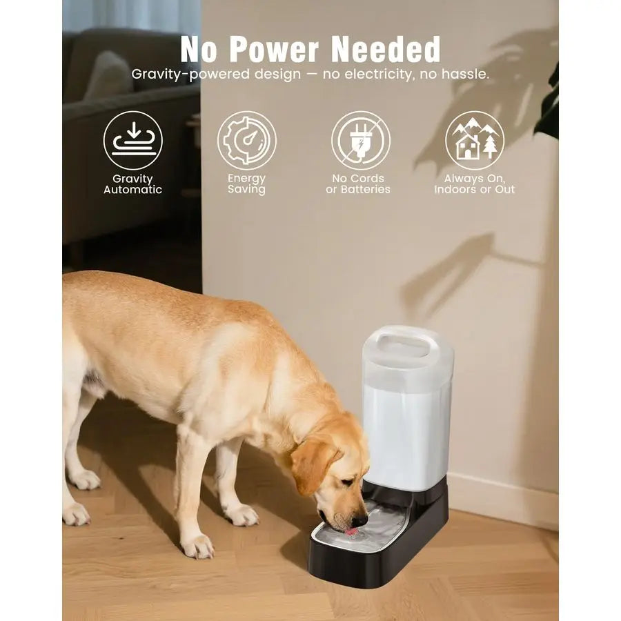 Automatic Dog Water Bowl Dispenser 2.4 Gallon Stainless Steel Gravity Pet Water Feeder with Ergonomic Handle Design Anti Splash