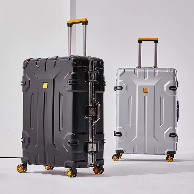 Large Capacity Aluminum Frame Luggage Bag with Wheels Durable Wear-Resistant Rolling Suitcase 20-28 Inch Travel Bag Suitcase