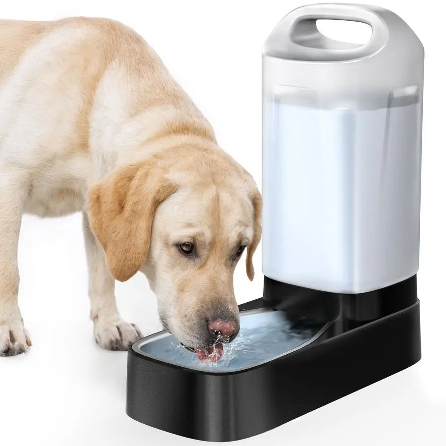 Automatic Dog Water Bowl Dispenser 2.4 Gallon Stainless Steel Gravity Pet Water Feeder with Ergonomic Handle Design Anti Splash