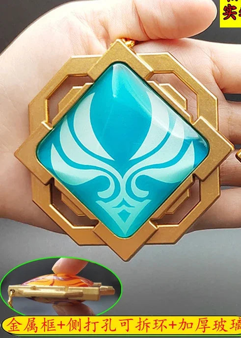 7-9cm Game Impact Vision Lnazuma Wendi Xiao Key Cosplay Chain Luminous 7 Element Weapons Eye Of Original God Toy KeyRing Pet urn