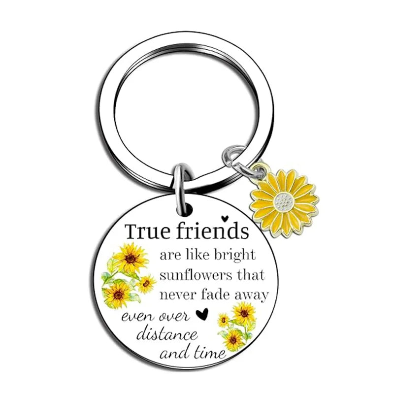 1Pc True Friends Gift Friendship Sunflower Keychain for Best Girlfriend Birthday Gift for Girlfriend Departure Gift Urn Pet urn