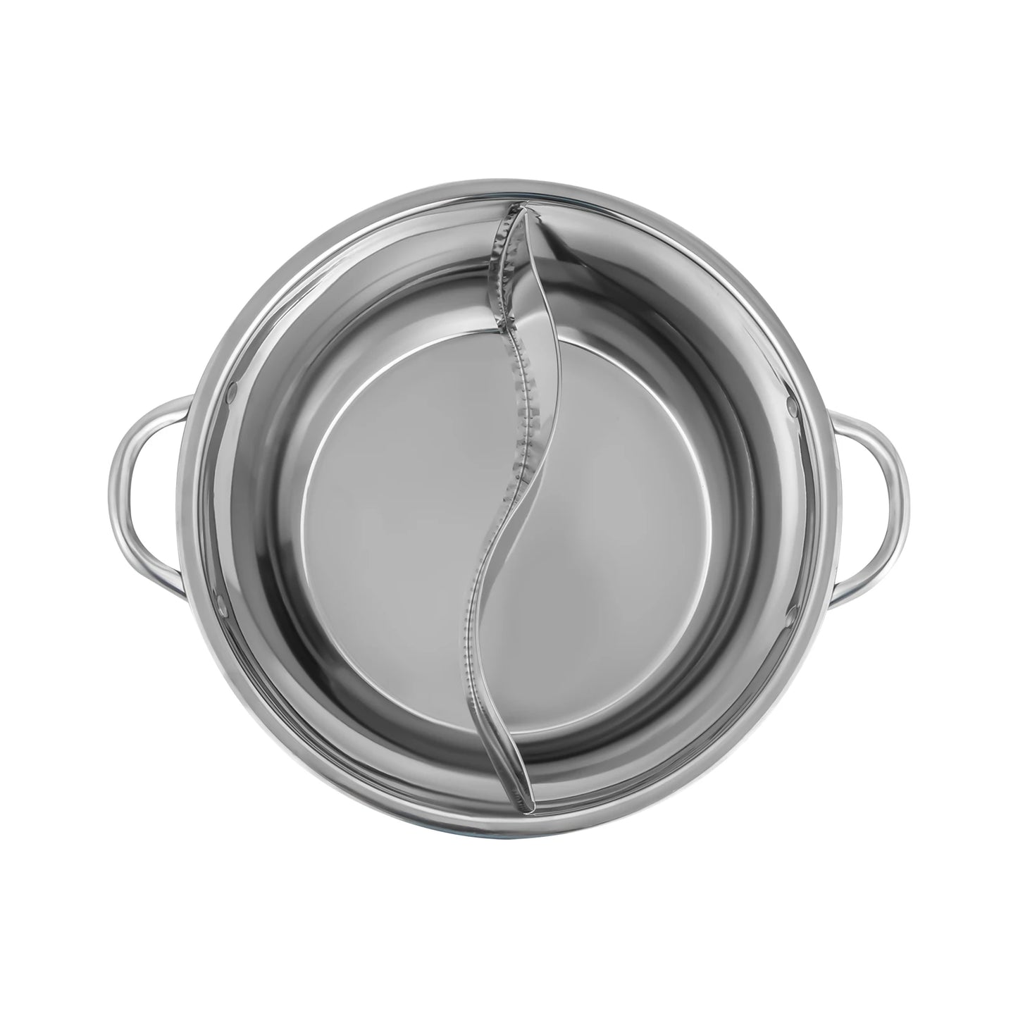 Hign-concerned Shabu Shabu Pot With Divider Glass Lid Stainless Steel