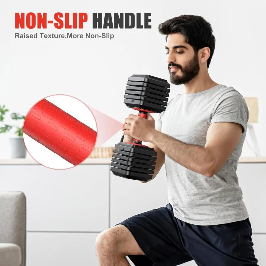 Adjustable Dumbbell Set of 2 for Home Gym: 25 55 80LB Capacity 1Sec Quick Adjust Weights 5 10 16LB in 1 Free Dumbbells with Ant