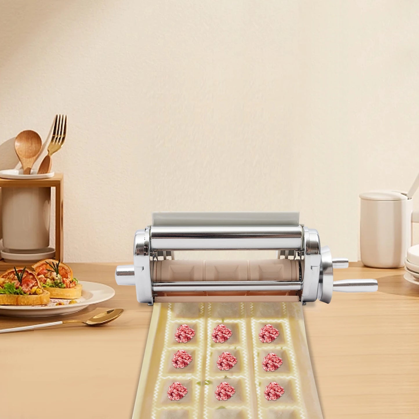 Ravioli Maker Attachment,Multipurpose Manual Ravioli Maker,Stainless Steel Dumpling Maker Attachment,for Home & Restaurant