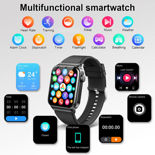 Jxrev 1.85" Ultra Thin Smartwatch (Answer/Make Call), IP68 Waterproof Fitness Tracker, 100+Sport Modes, Heart Rate/Sleep Monito.