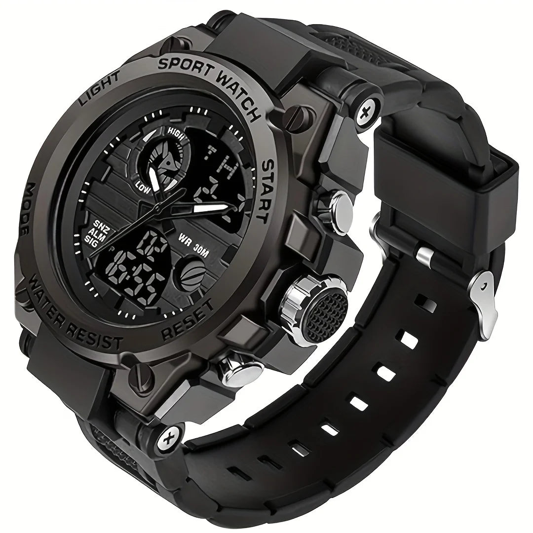 Watches for Men Watch Outdoor LED Stopwatch Digital Electronic Large Dual Display Tough Electronic Clock Wrist Watches for Men