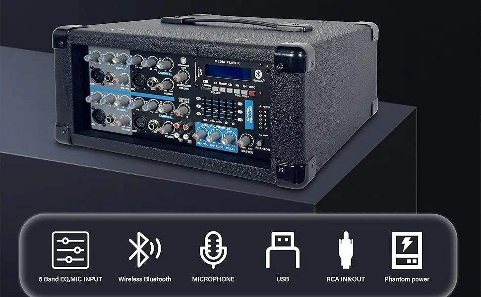 PRORECK DELTA 10 1800W Bluetooth PA Speaker System with 4-Channel Powered Mixer 10-Inch Passive for DJ Bands Karaoke Live Events