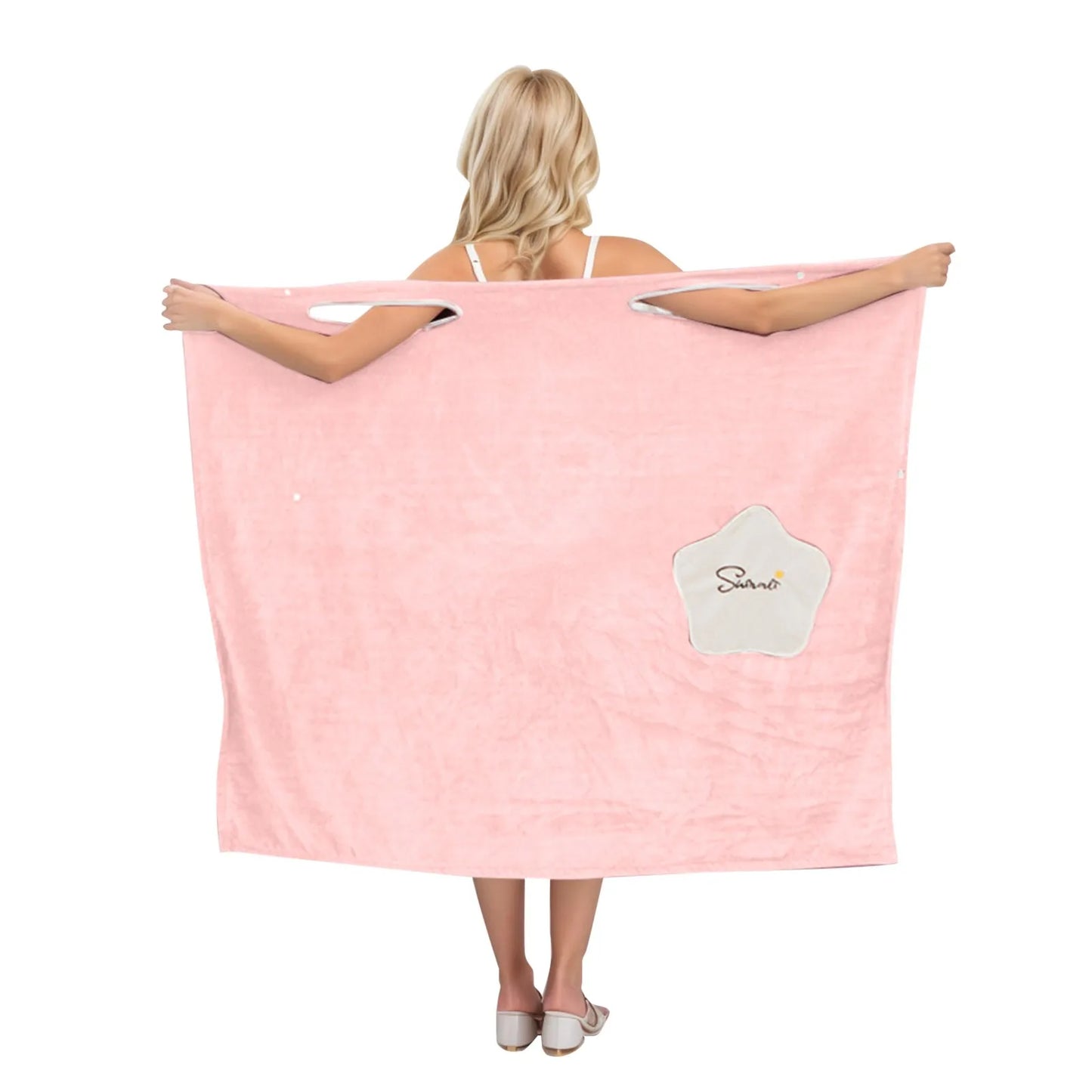 Coral Bath Bathrobe Women's Soft Absorbent Thickened With Edging Adult Women Chest Wrapped Wearable Bath Towel Versatile Robe