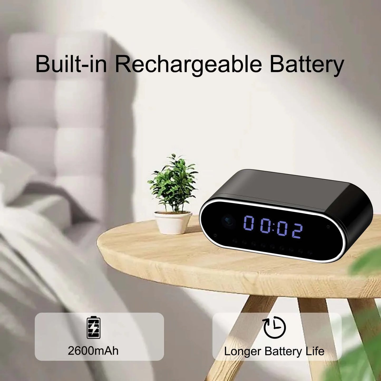 Ouvis Wireless 4K Clock Camera Night Vision With Motion Detection And App Access