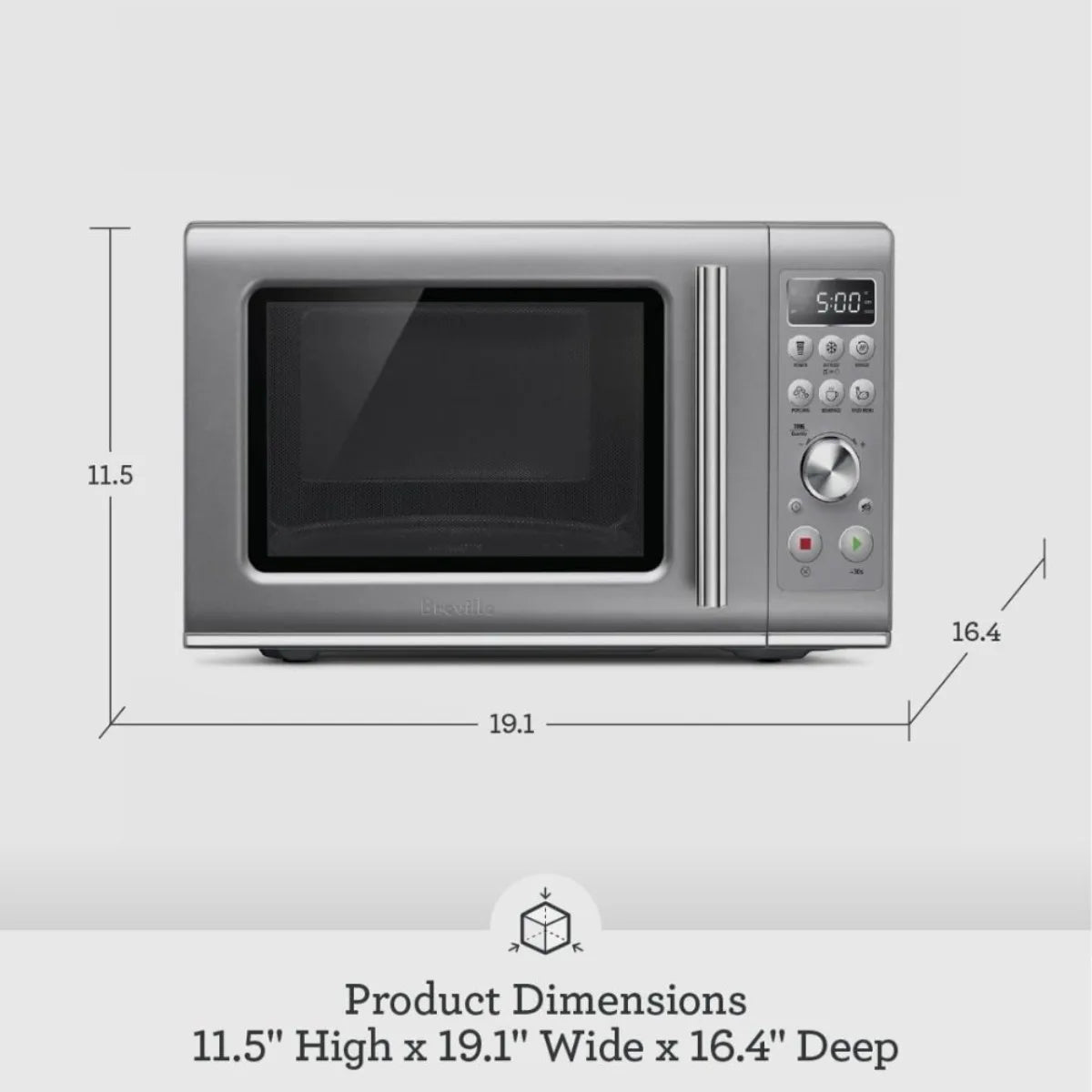Compact Wave Microwave Oven Soft Close Countertop Silver Design for Small Kitchen