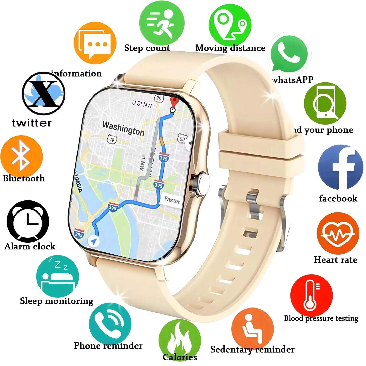 LAXASFIT Smart Watch 1.83-inch Color Display Bluetooth Calling Heart Rate Monitoring Men Women Smartwatch For Android iOS