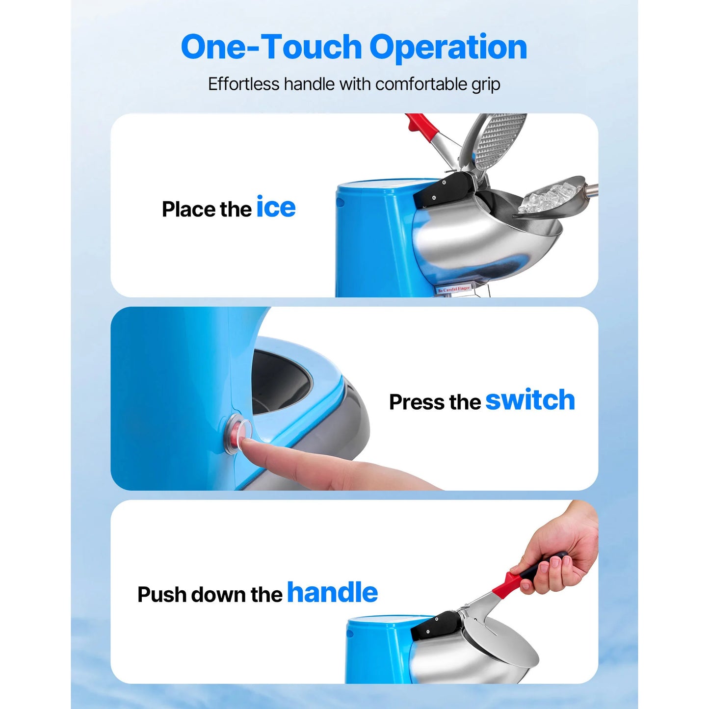 SucceBuy Ice Crusher Machine 220lb Per Hour Electric 4 Blades Snow Cone Maker Stainless Steel Shaved Ice Machine with Bowl Cover