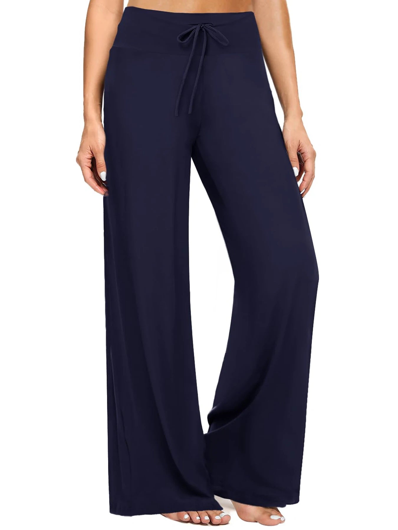 Soft Black Pajama Pants for Women, Wide Leg Comfy Casual Lounge Yoga Capri Pants 30''