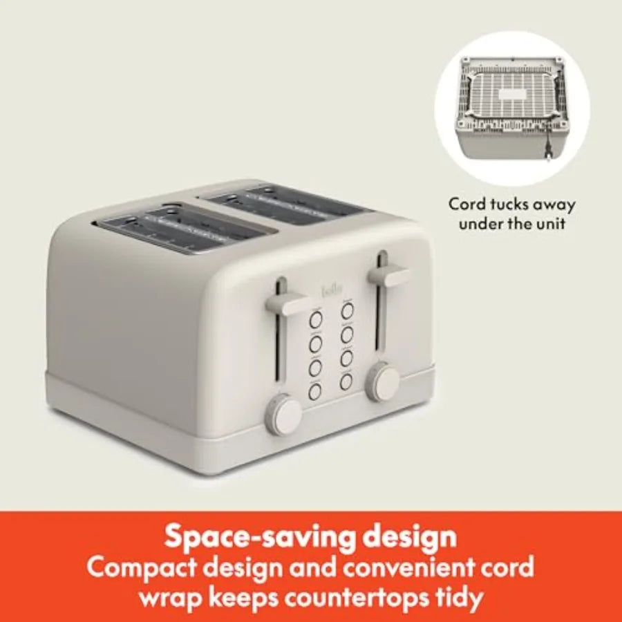 4-Slice Toaster with 6 Setting Shade Control Reheat Cancel Buttons Removable Crumb Tray Anti-Jam Auto Shutoff 900 Watt Oatmilk