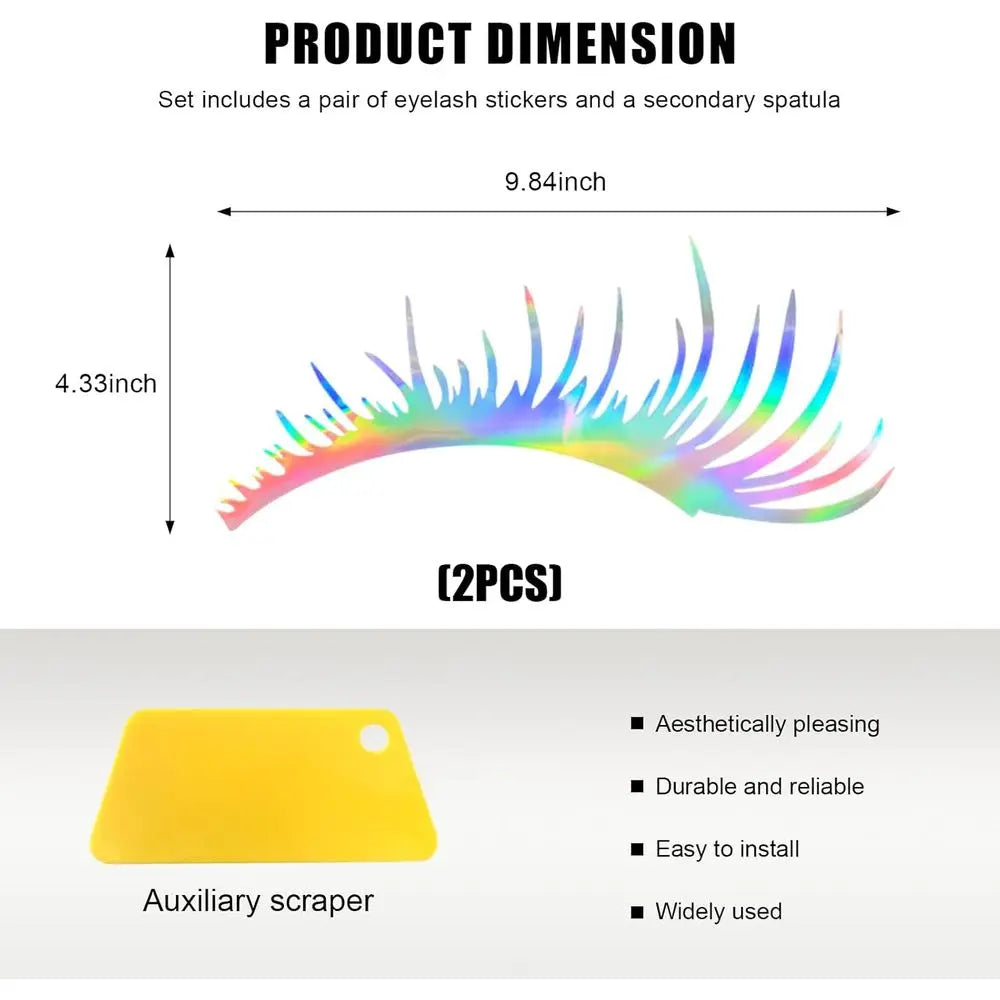 2 PCS Eyelash Decal for Car Headlight, Waterproof Cute Fake Eyelash Auto Body Bumper Stickers, Reflective Funny Eyelashes Decora