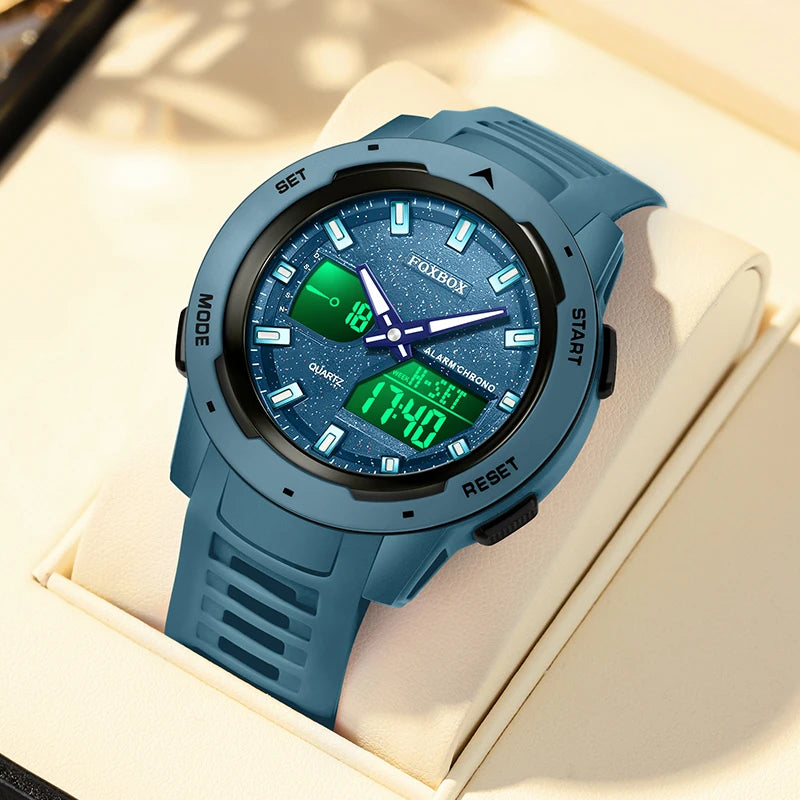 FOXBOX Fashion Electronic Watch Men LIGE Top Brand Luxury Silicone Big Dial Waterproof Sports Alarm LED Digital Men's Watches