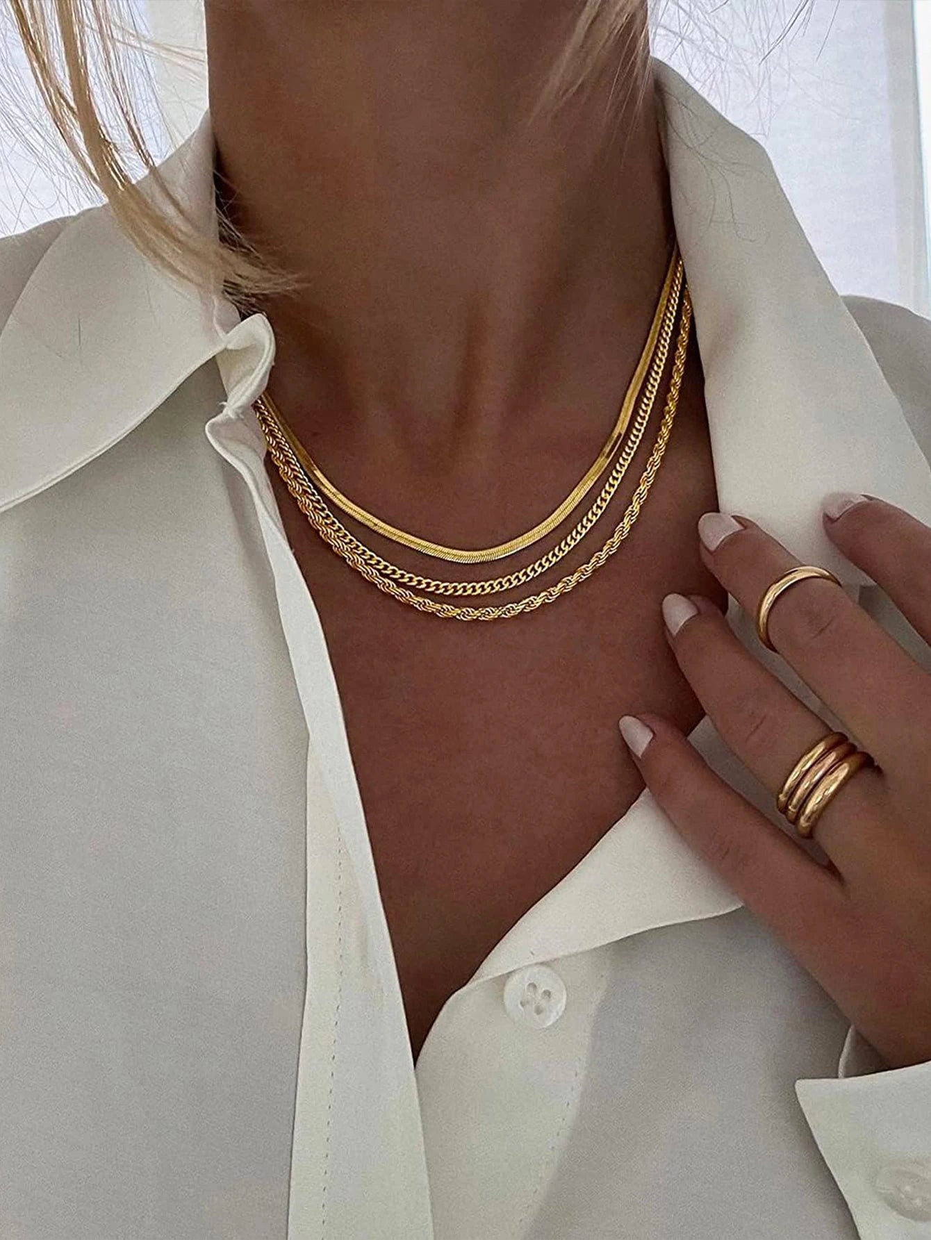 1 Pieces Women Y Shaped Necklace Set Exquisite Gold Snake Chain Minimalist Layered Jewelry Gift for Her Birthday Anniversary