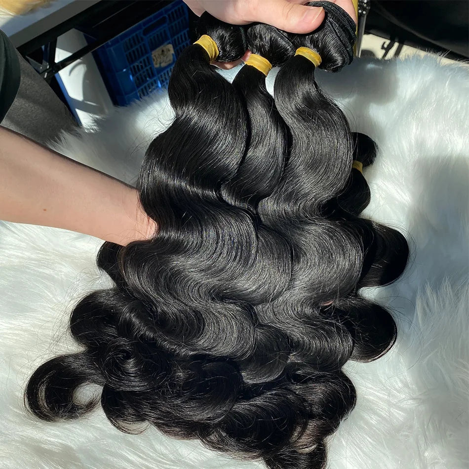 30 32 40 Inch Body Wave 3 4 Bundles Brazilian Remy 100% Unprocessed Raw Virgin Human Hair Wavy Double Bundles Weave Extensions