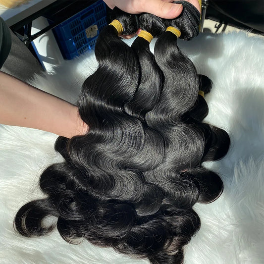 30 32 40 Inch Body Wave 3 4 Bundles Brazilian Remy 100% Unprocessed Raw Virgin Human Hair Wavy Double Bundles Weave Extensions