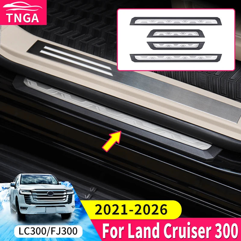 For Toyota 2021-2025 land cruiser LC300 300 Car Door Sill Protector Scuff Plate Exterior Trim Car Accessories Anti Scratch Guard