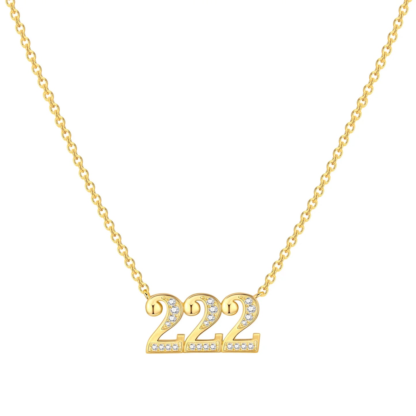 Original 18K Gold 222 333 444 777 Lucky Number Pendant Necklace for Women Birthday 925 Sterling Silver Jewelry Gifts Angel 2026