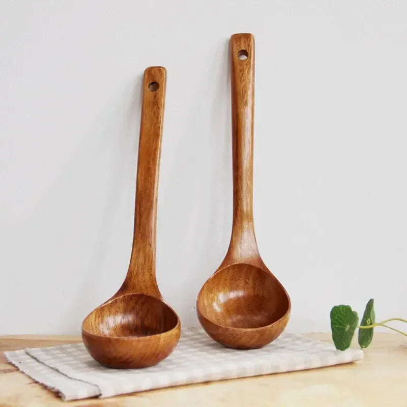 New Kemu Big Nanmu Spoons Ultra Practical for Home Cooking Long Handle Communal Congee & Soup Wooden Utensils
