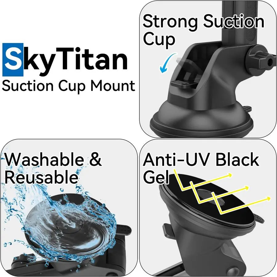 Cup Car Mount for Portable CarPlay Screens, Adjustable Angles, Flexible Long Arm, Windshield Dashboard Mounting Solution for inC