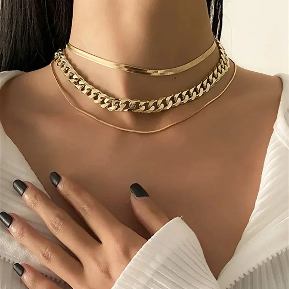 Vintage Silver-plate Geometric Exaggerated CCB Chain Necklace For Women Female Fashion Boho Artificial Pearl Y2K Jewelry Gift