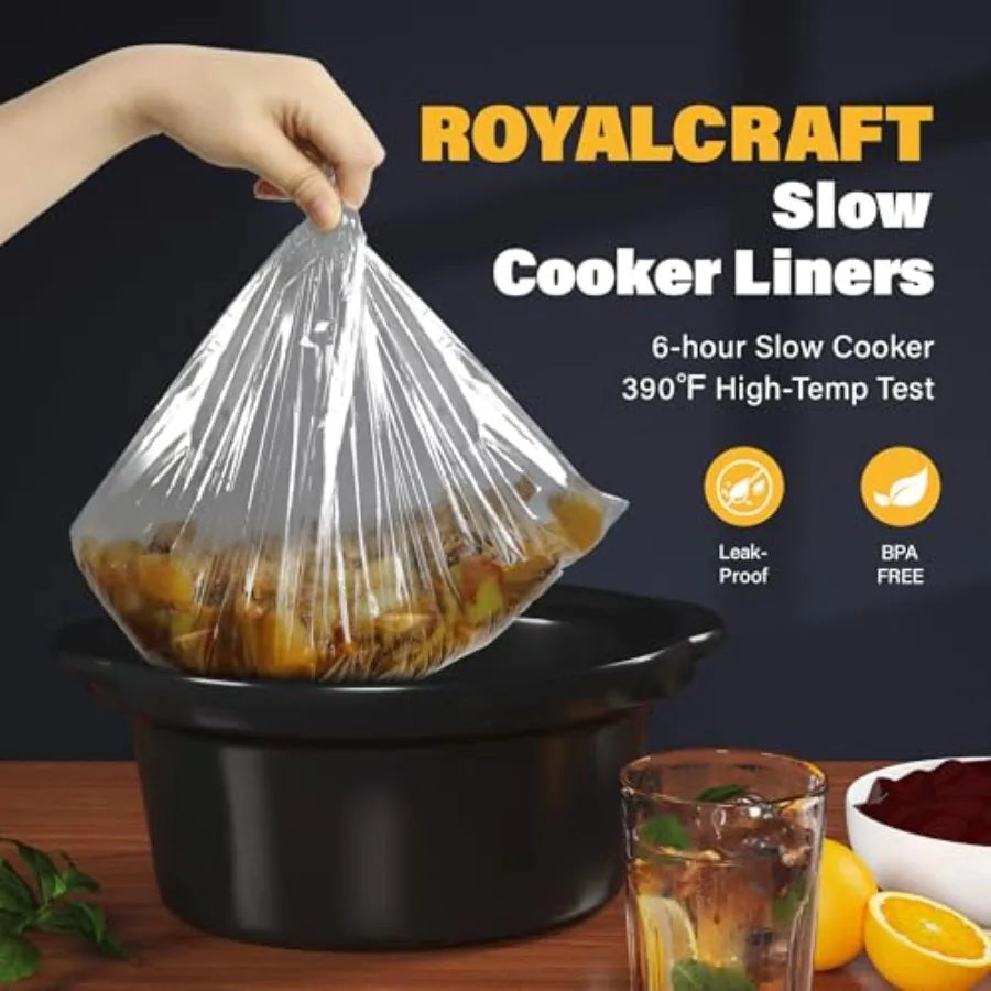 Triple Slow Cooker Buffet Server with 10 Cooking Liners Adjustable Temperature Settings Dishwasher Safe for Parties Holidays an