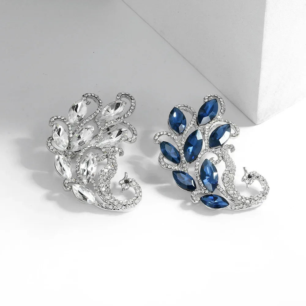 New Retro Phoenix Rhinestone Brooch Fashion Shiny Crystal Animal Pin Men and Women Clothes Bag Accessories Jewelry Gift