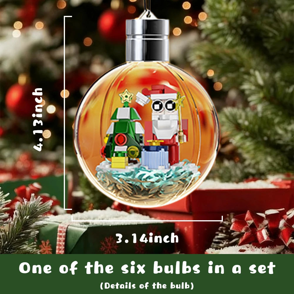 Shipped from the US 6-in-1 Christmas Bulbs Building Blocks with LED Strips Family Party Decor Kids Brick Toy Gift Night Lamp New