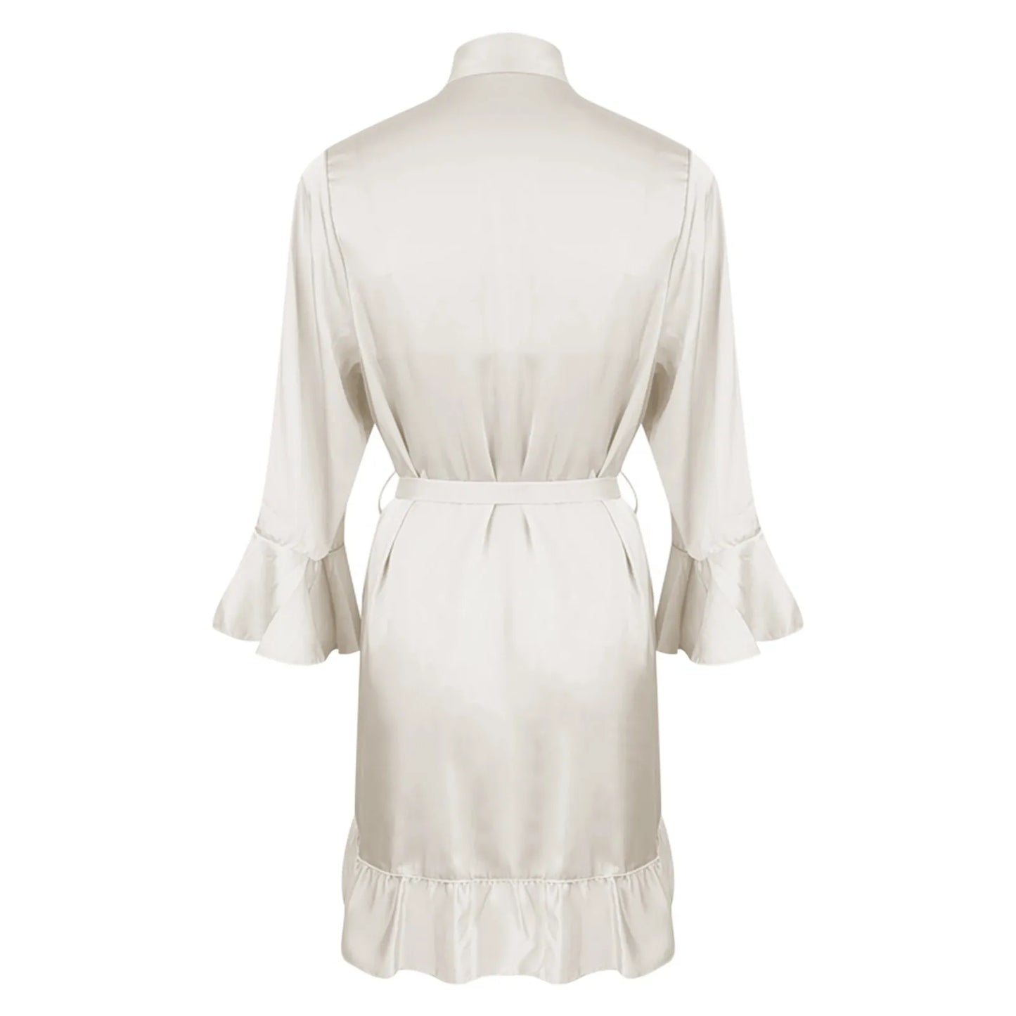 Sexy Lingerie For Women Autumn Winter Bride Robe Seductive Silk Kimono Ruffled Sleeves Sleepwear Kimono For Women New Pijama