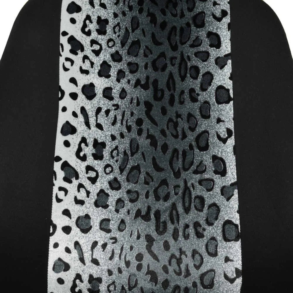 Leopard Print Car Seat Covers Full Set with Matching Accessories, Two-Tone Gray Cheetah Design for Women's Cars