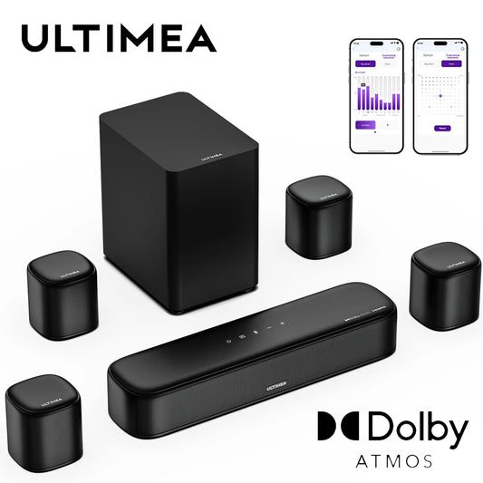 ULTIMEA 350W 7.1 Soundbar for TV with Dolby Atmos,Home Theater Technology Bluetooth Speakers with Subwoofer&4 Surround Speakers