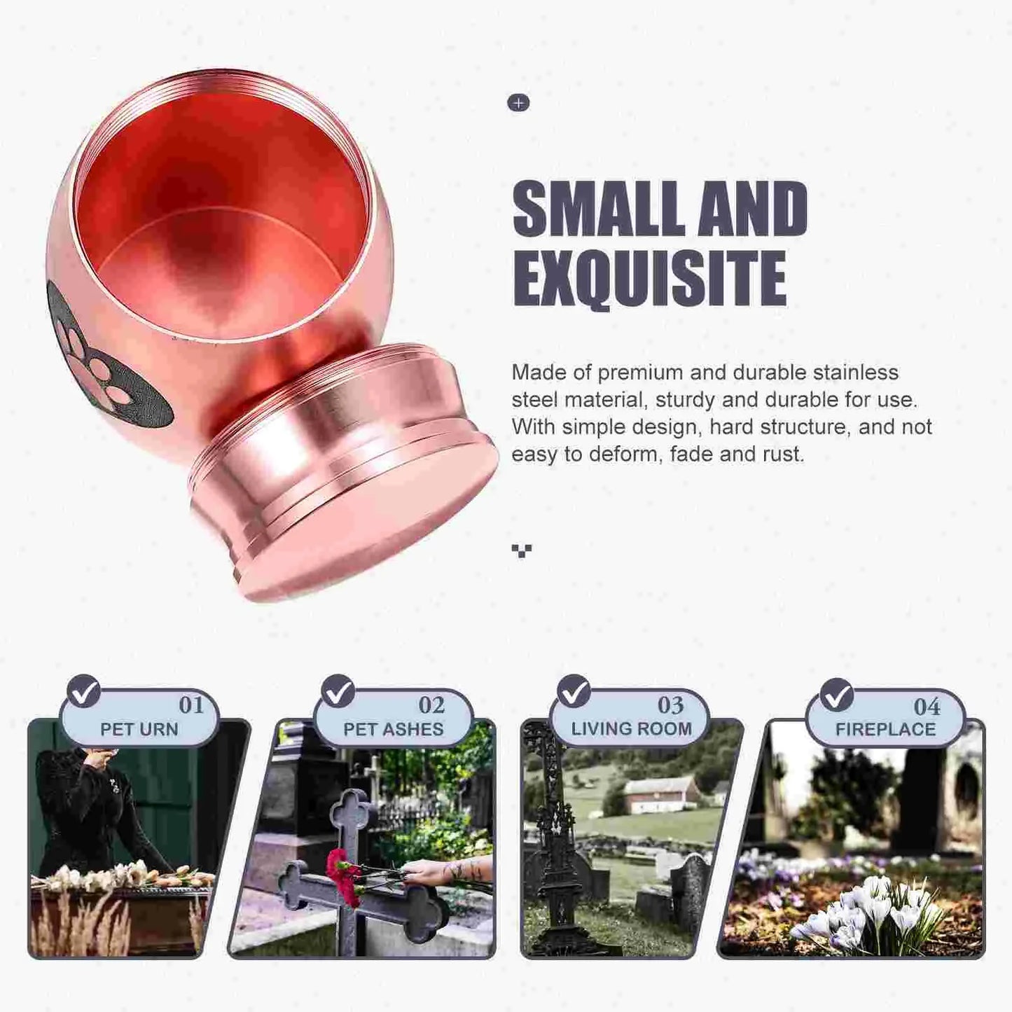 Pet Urn Accessory Lovely Pattern Cat Urns Stainless Steel Memorable Dog  Ashes