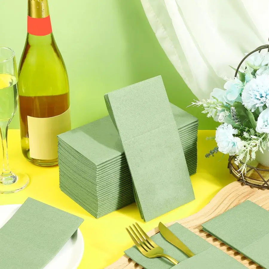 120 Pcs Sage Green Napkins 2 Ply 16x16 Sage Green Linen Feel Napkins Disposable Soft Linen Dinner Wedding Guest Hand Towels for