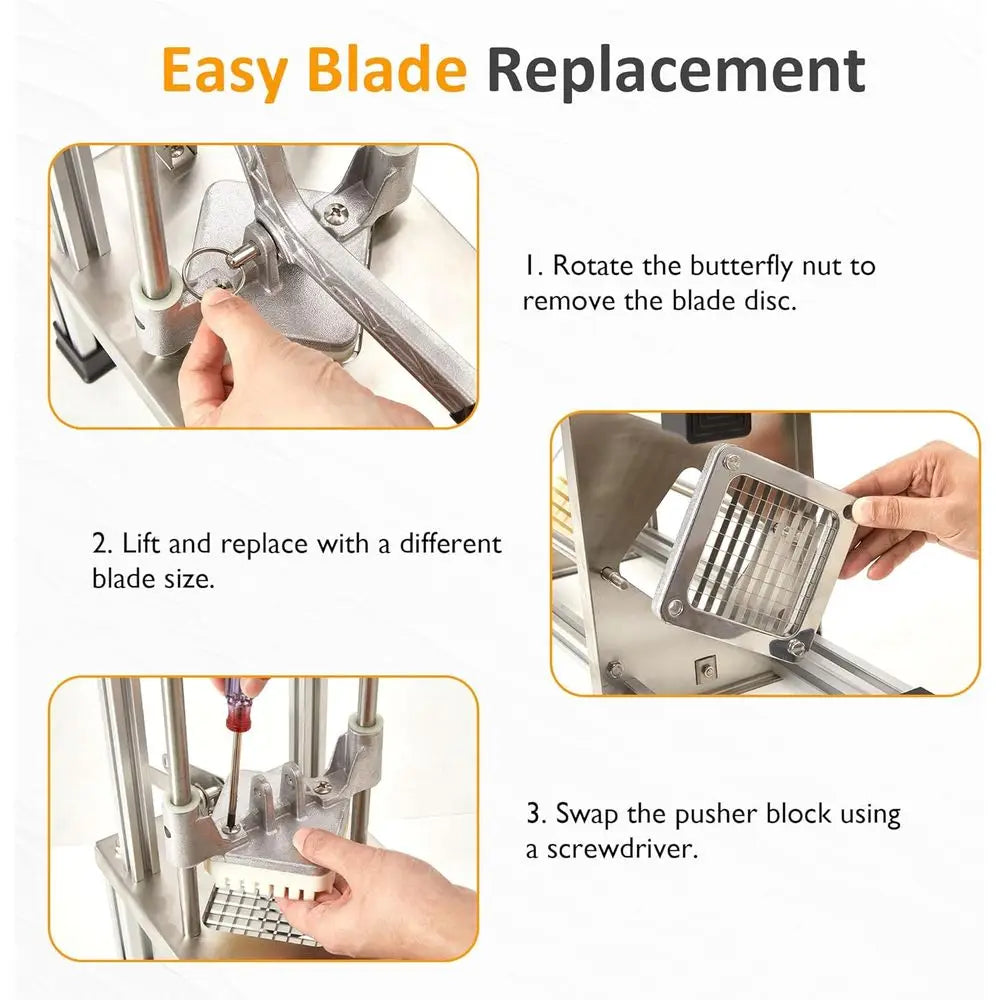 Heavy Duty Potato Slicer with 2 Replaceable Blades, 1/2 and 3/8