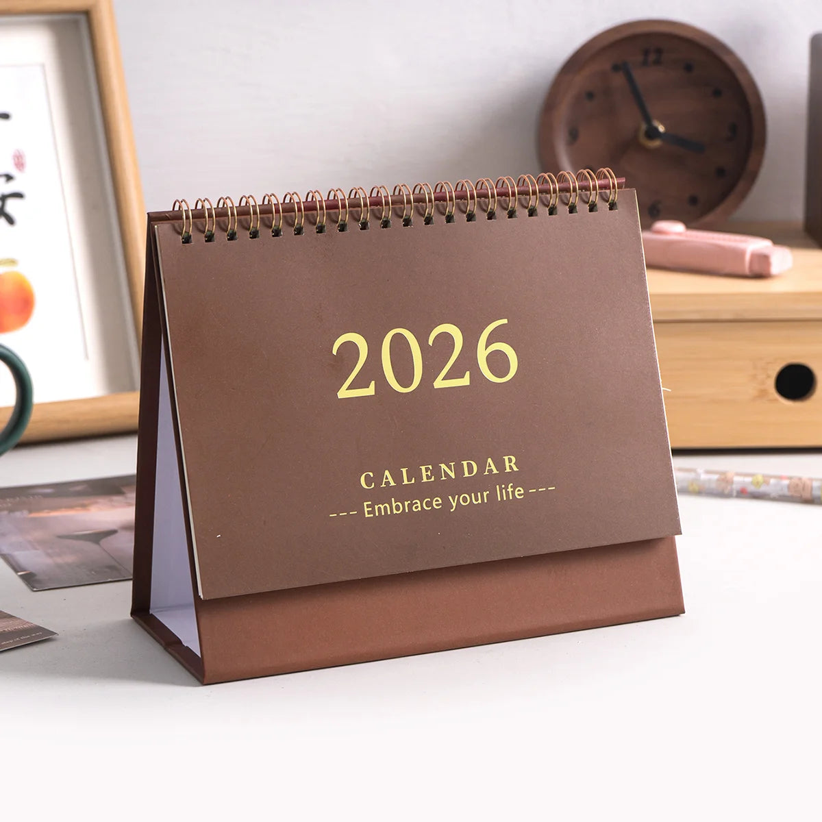 1 pc New 2026 Monthly Desktop Calendar, Portable Foldable, Back Memo, School Office Desktop & Holiday Decoration, Home Essential