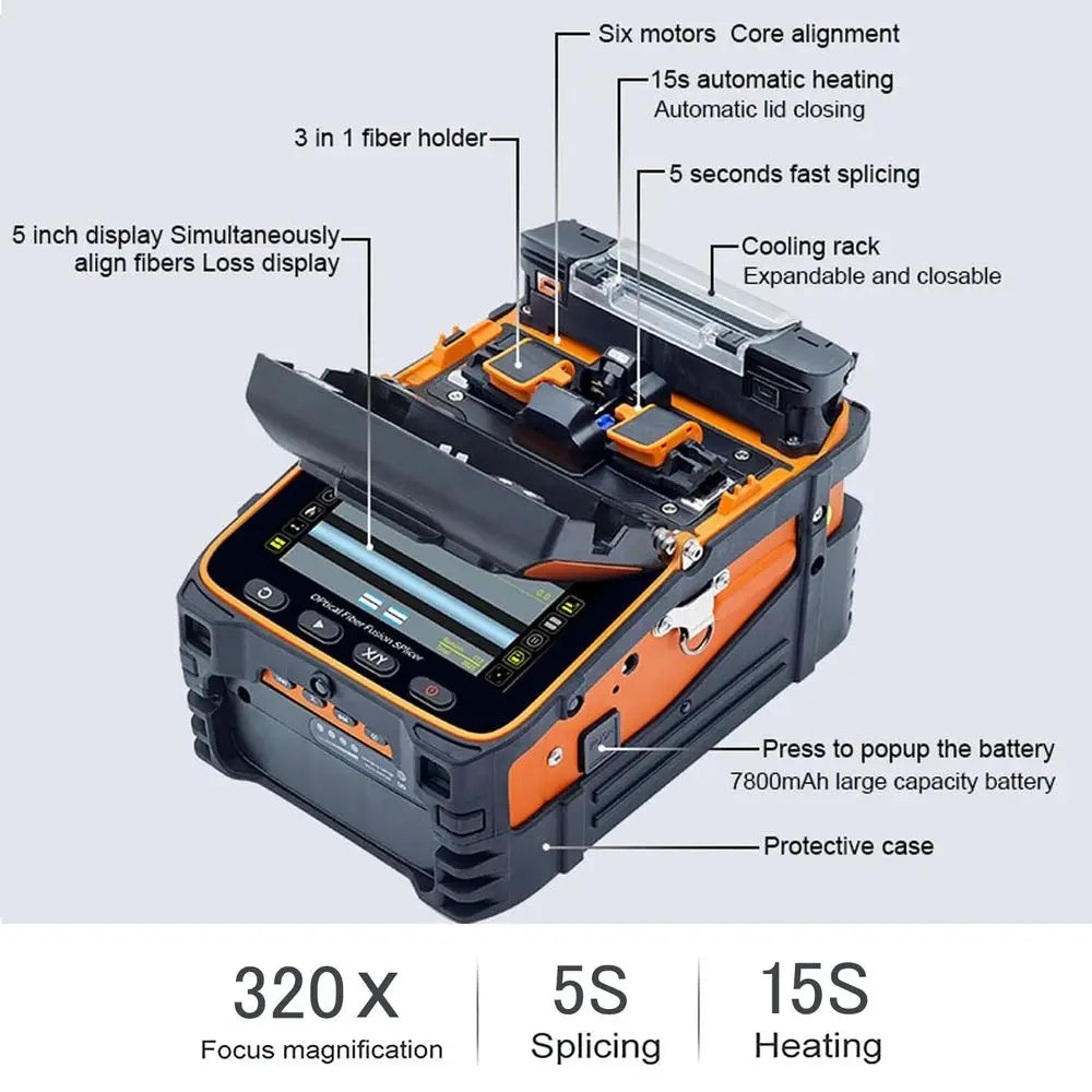 Automatic Fiber Splicing Machine with Six Core Motors and 5S-15S Heating System