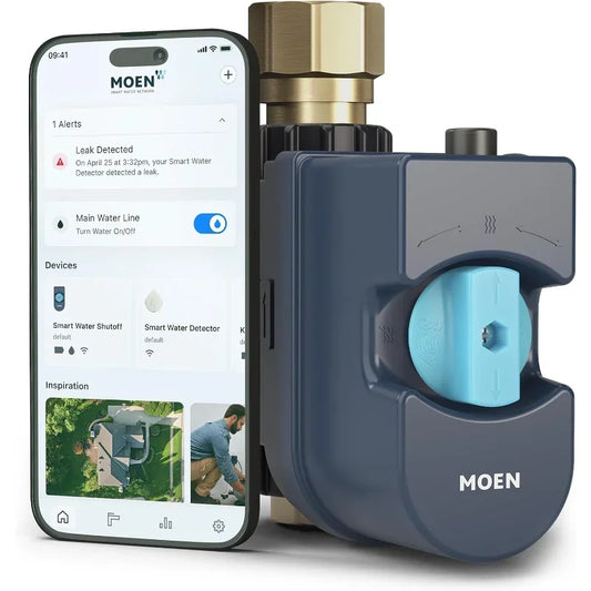 Smart Water Monitor and Automatic Shutoff Sensor, Wi-Fi Connected Water Leak Detector for 1-Inch Diameter Pipe, 900-006