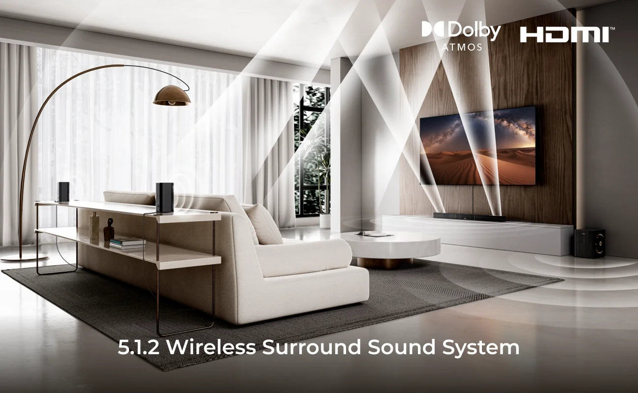 ULTIMEA Skywave X40 5.1.2ch Wireless Surround Sound System for Smart TV with Dolby Atmos, 530W Soundbar with Wireless Subwoofer