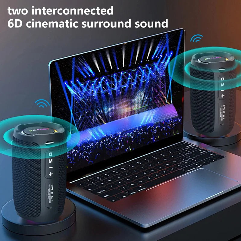 Zealot S49 20W Portable Ourdoor Wireless Subwoofer Speaker,Waterproof IPX 6,Dual Pairing,3600mAh Battery, 12 Hours Playtime