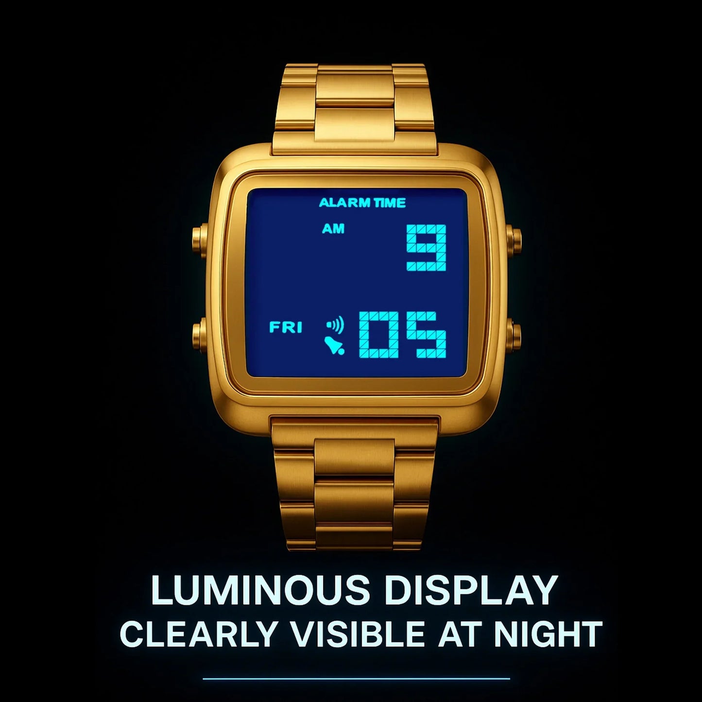 Binda Women's Stainless Steel LED Digital Watch Waterproof Fashion Business Electronic Wristwatch Reloj Mujer