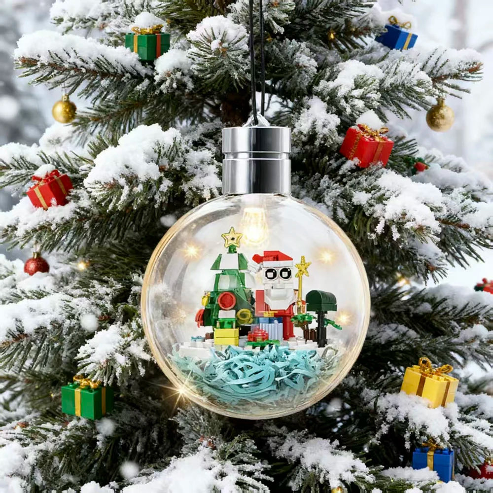 Shipped from the US 6-in-1 Christmas Bulbs Building Blocks with LED Strips Family Party Decor Kids Brick Toy Gift Night Lamp New