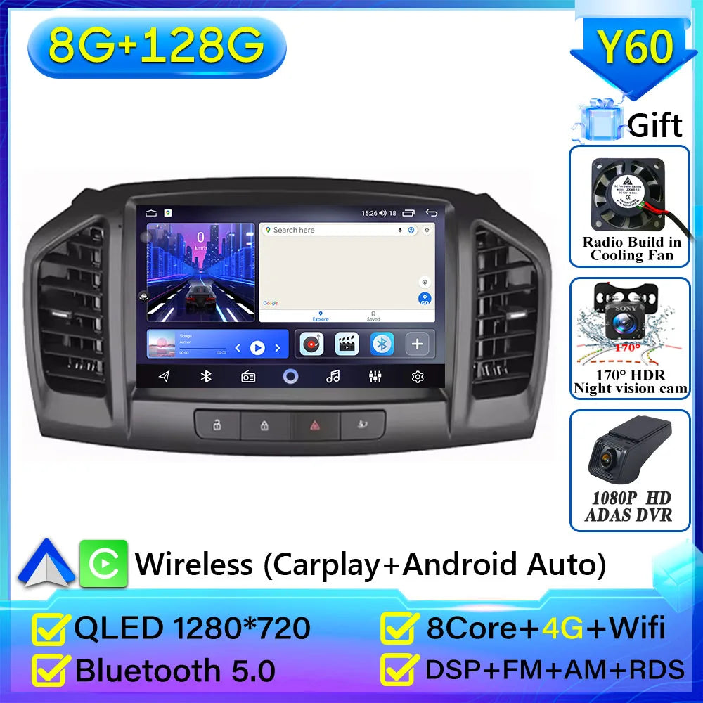 Car Radio Carplay Android 16 For Opel Insignia 2008 - 2012 For Buick Regal 2009 - 2013 Navigation GPS Stereo 4G Wifi No 2din DVD