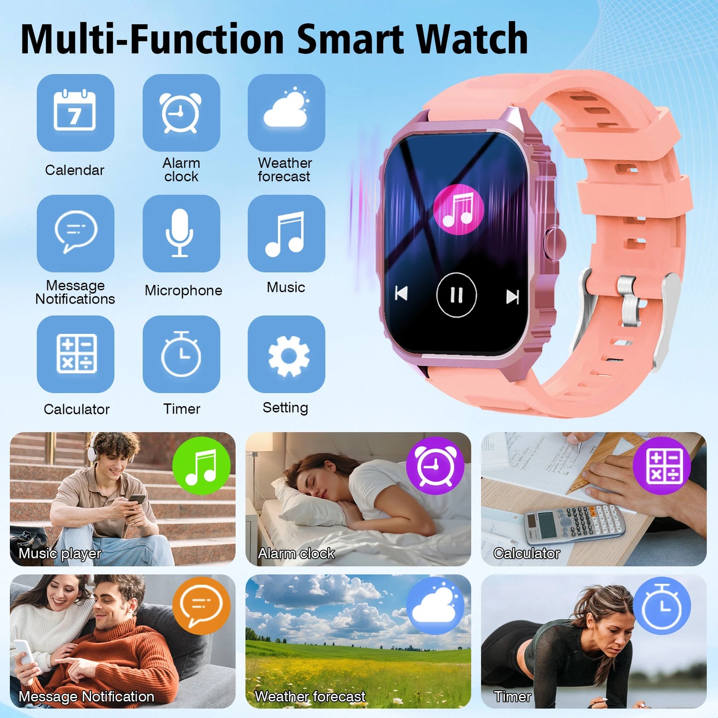 Smart Watch Men Women Wristwatches Smart Watch Message Fitness Monitor Bracelet Birthday Gift Electronic Clock for Android IOS